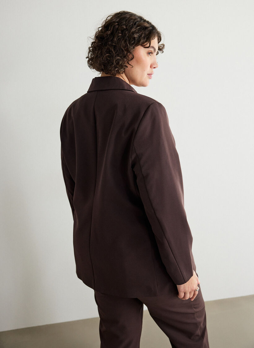 Klassisk blazer med knappelukking, Brun, Model image number 2