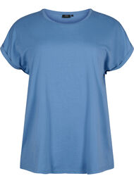 Kortermet T-skjorte i bomullsblanding, Moonlight Blue