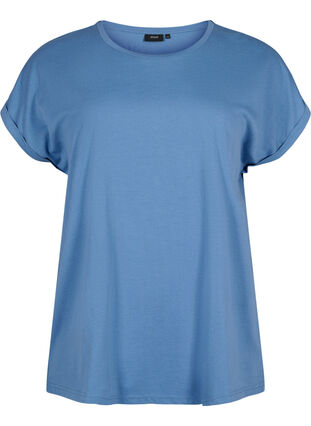 Kortermet T-skjorte i bomullsblanding, Moonlight Blue, Packshot image number 0