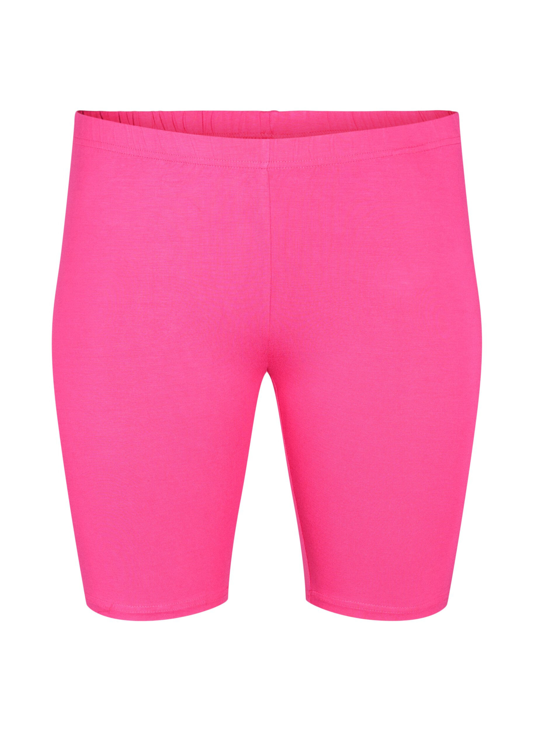 ZizziEnsfargede standard sykkelshorts, Rosa, Packshot image number 0