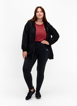 Vattert sportscardigan med hette, Black, Model image number 2