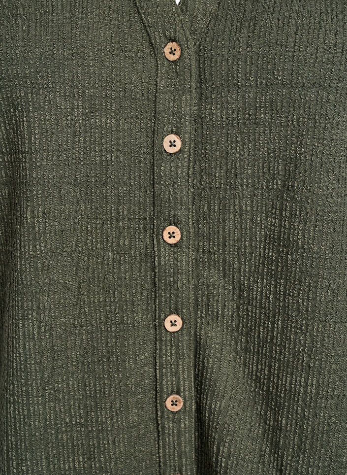 Strukturert bluse med V-hals, Thyme, Packshot image number 2