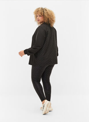 Cropped treningstights med mønster, Black w. ReflexPrint, Model image number 1