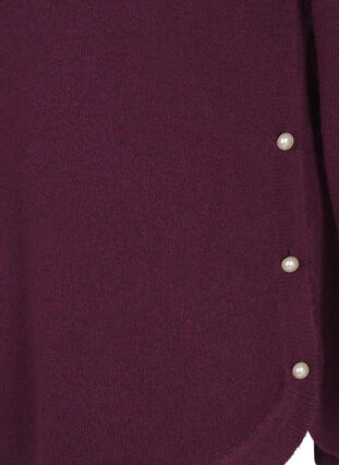 Zizzi Strikket bluse med perledetaljer, Potent P. Black Mel., Packshot image number 3