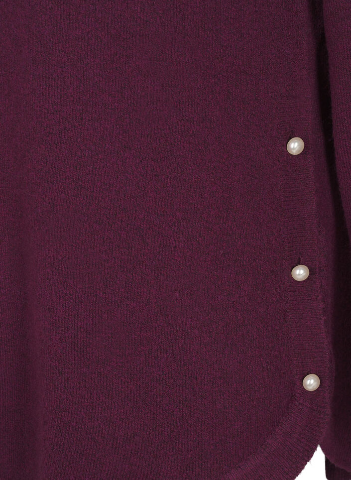 Strikket bluse med perledetaljer, Potent P. Black Mel., Packshot image number 3