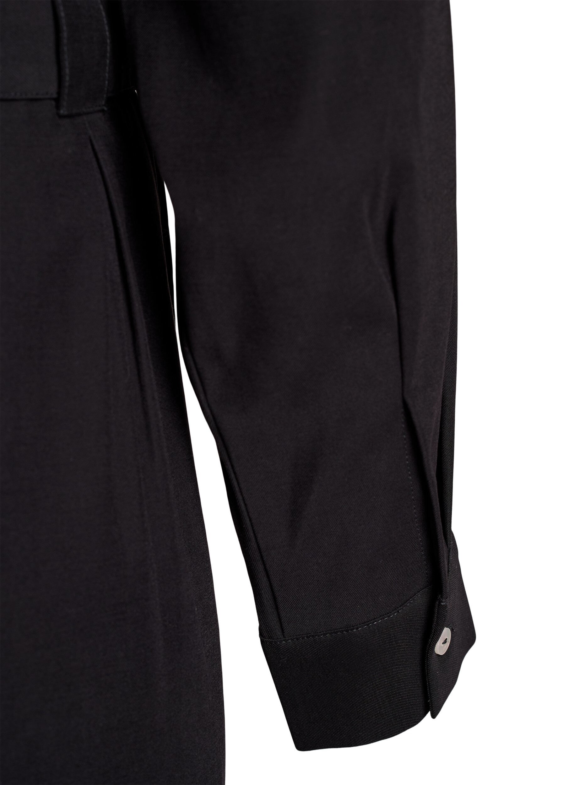 Zizzi Skjortekjole med knytebelte og lange ermer, Svart, Packshot image number 3