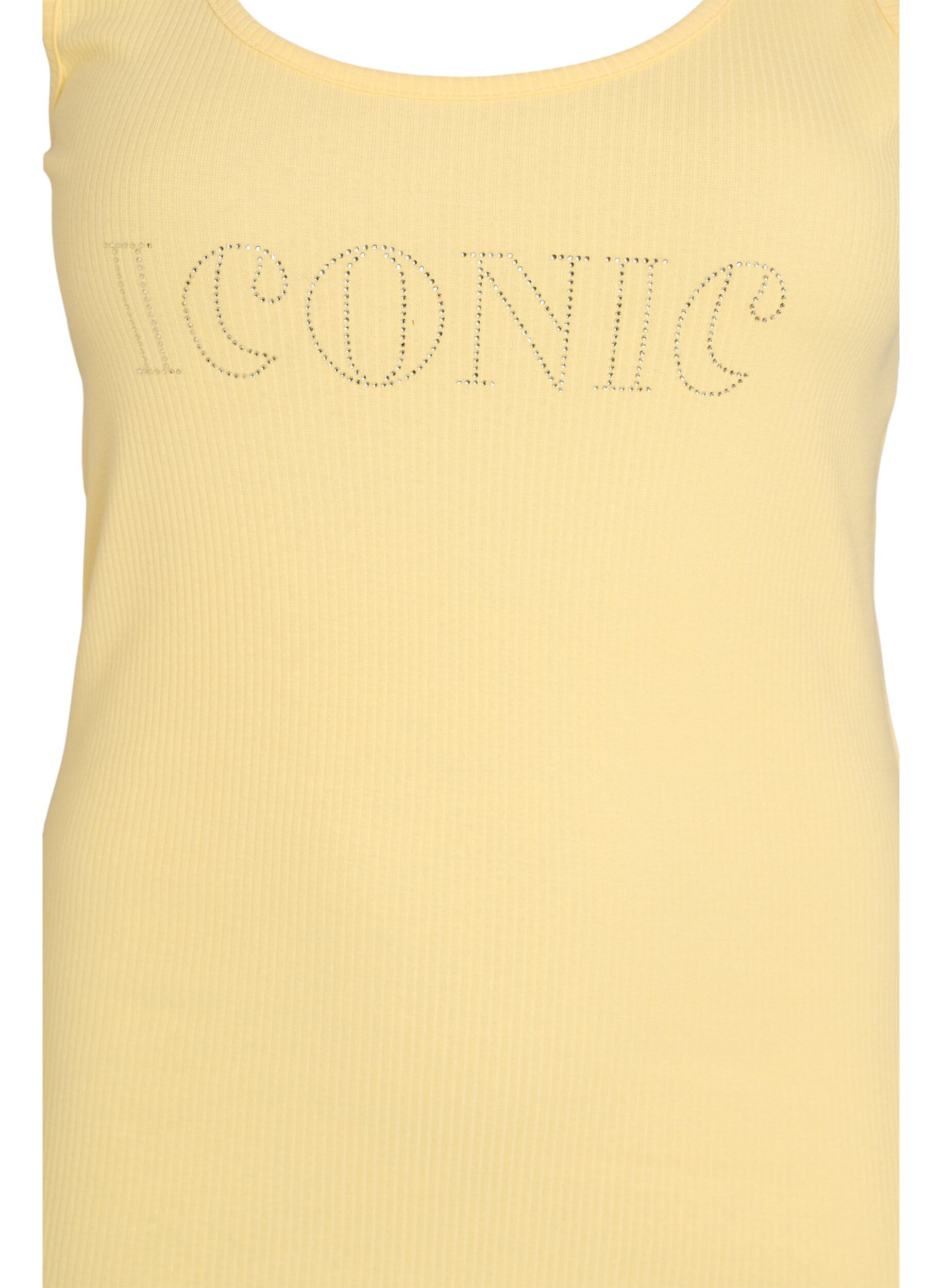 Zizzi Singlet med strass og smal passform, Gul, Packshot image number 2