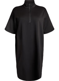 Kort genserkjole med høy hals og glidelås, Black
