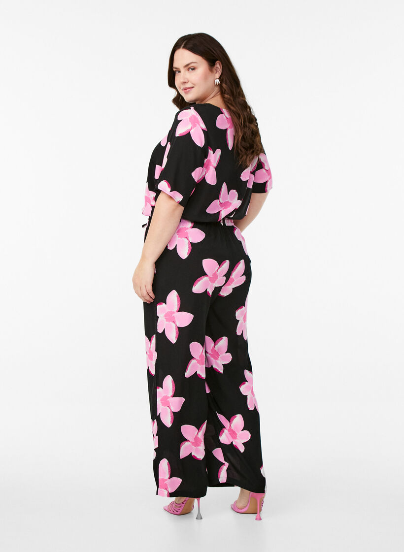 Loose fit viskosebukser med lommer, Svart, Model image number 1