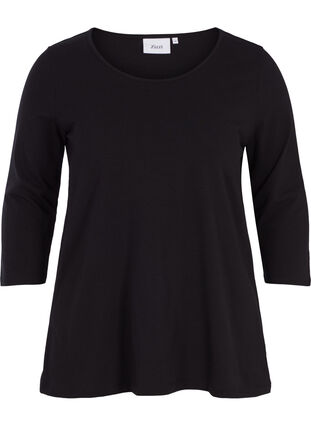 Basis t-skjorte med 3/4-ermer, Black, Packshot image number 0