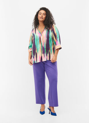 Mønstrete skjorte med 3/4-ermer, Purple AOP, Model image number 2