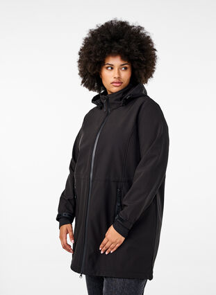 Zizzi Softshell-jakke med avtagbar hette, Svart, Model image number 0