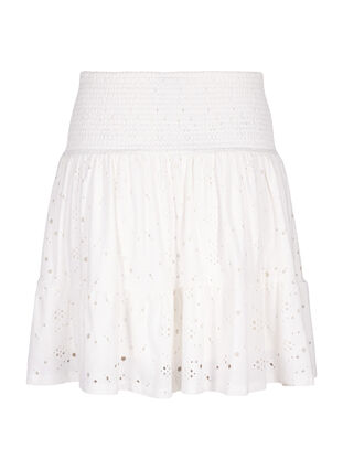 Zizzi Skjørt med vaffelsøm og hullmønster, Bright White, Packshot image number 1