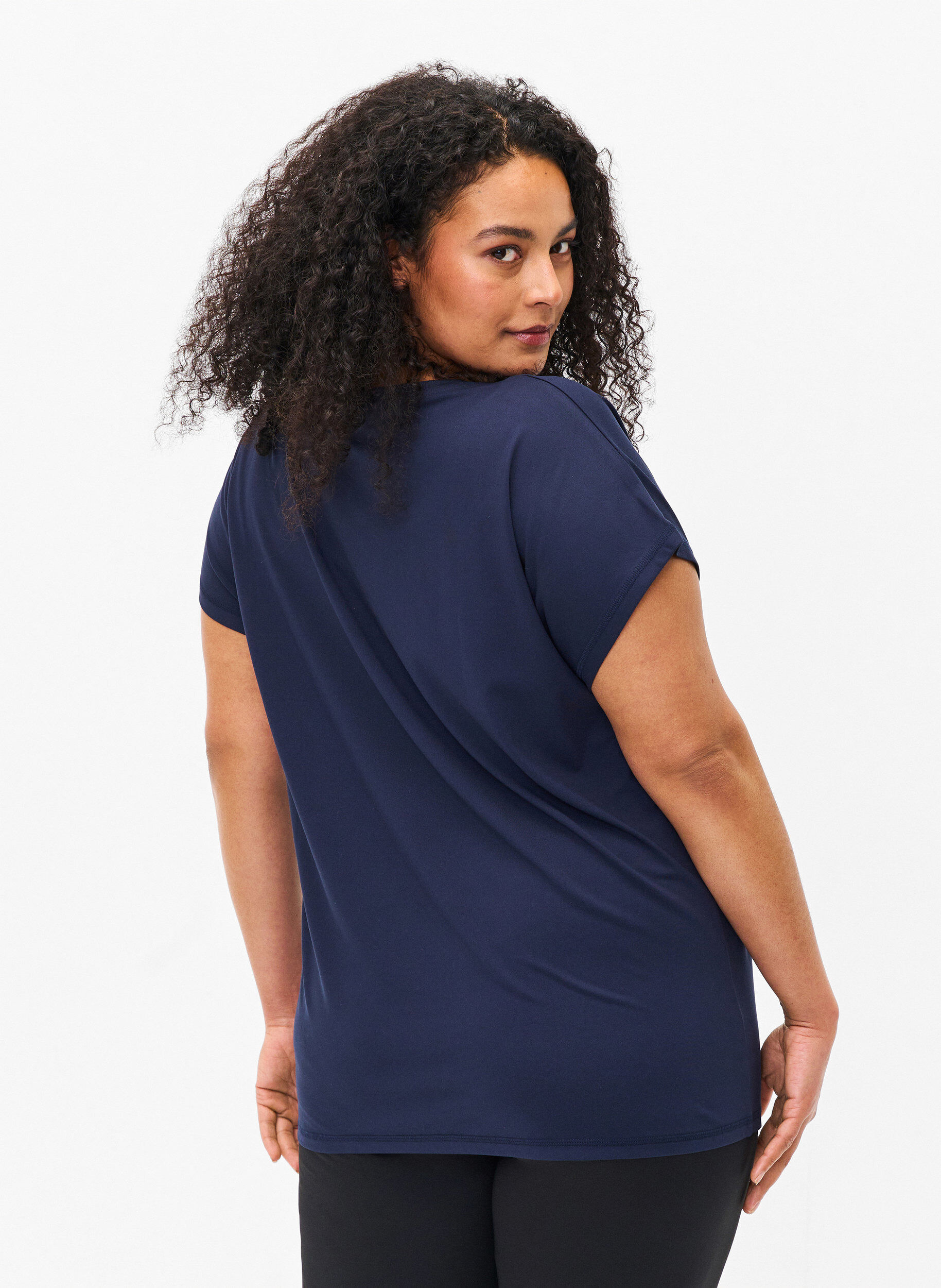 Zizzi Kortermet trenings T-skjorte, Bl&aring;, Model image number 2