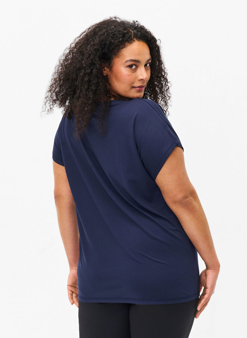 Kortermet trenings T-skjorte, Blå, Model image number 2