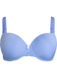 Formpresset mikrofiber-BH med blondedetaljer og sl&oslash;yfe, Bl&aring;