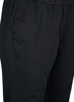 Bukse i bomull og lin med lommer, Black, Packshot image number 2