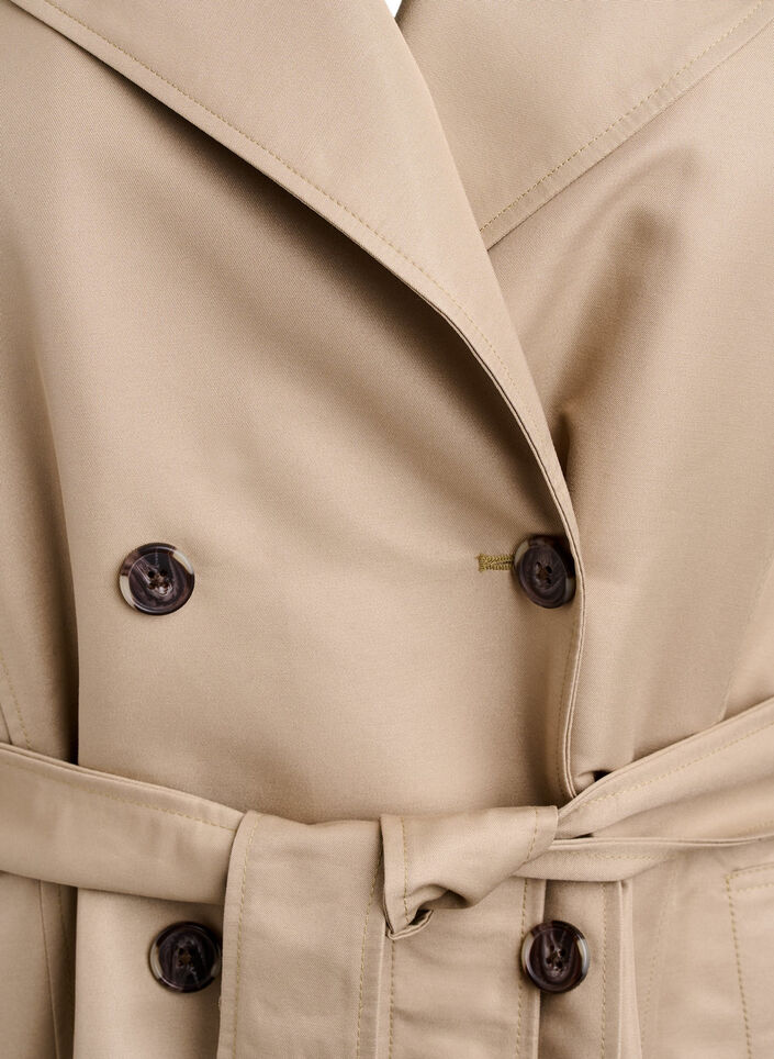 Kort trenchcoat med belte, Coriander, Packshot
