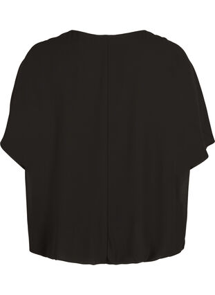 Kort bluse med løse mesh ermer, Black, Packshot image number 1