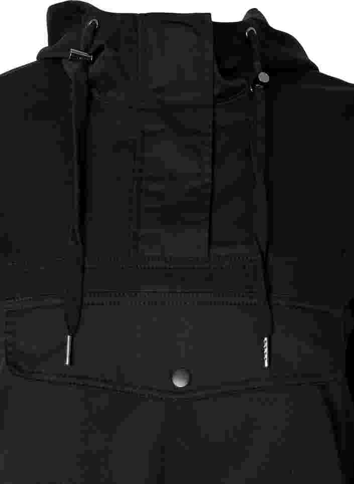 Anorakk med hette og lomme, Black, Packshot image number 2