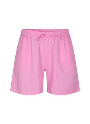 Løs shorts i bomullsblanding med lin, Begonia Pink, Packshot image number 0