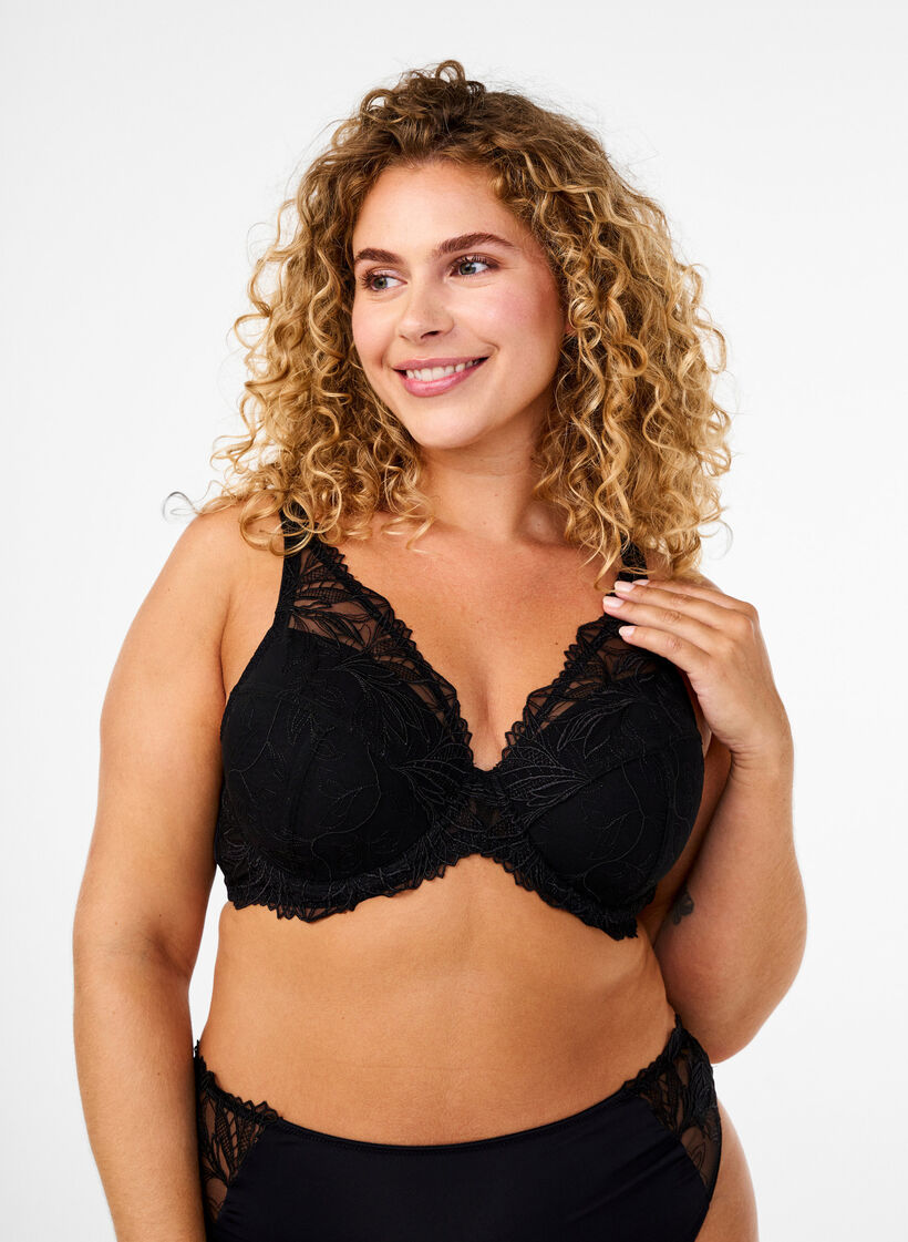 Vattert blonde-BH med spiler, Black, Model