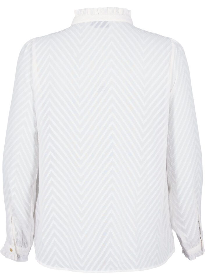 Skjortebluse med volanger og mønstret tekstur, Snow White, Packshot image number 1