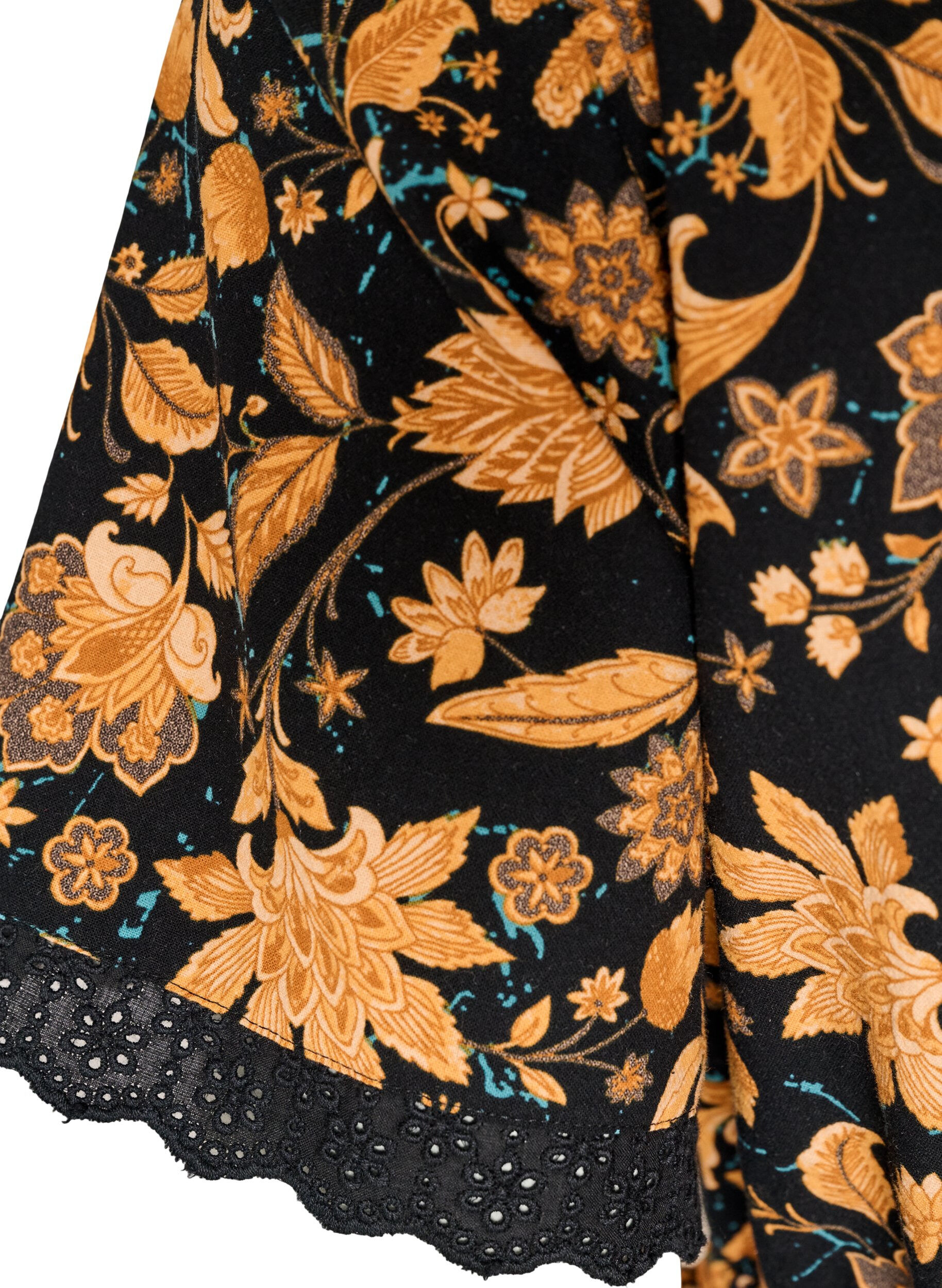 ZizziBlomstret bomullsbluse med knyting, Orange, Packshot image number 4