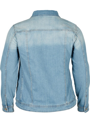 Lys denimjakke med brystlommer, Light blue denim, Packshot image number 1