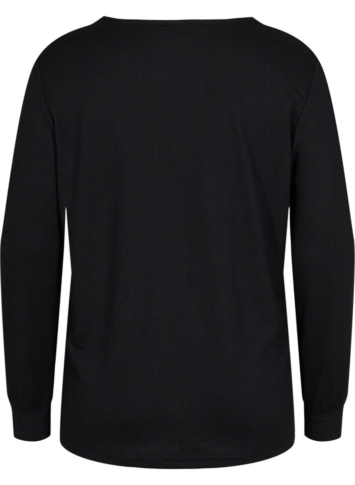 Langermet genser med blondedetaljer, Black, Packshot image number 1