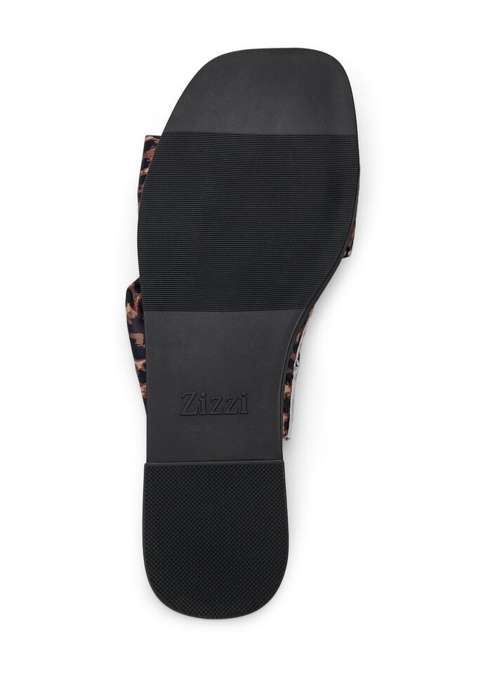 Wide fit - Slip-in med kryssede satengstropper, Leopard AOP, Packshot