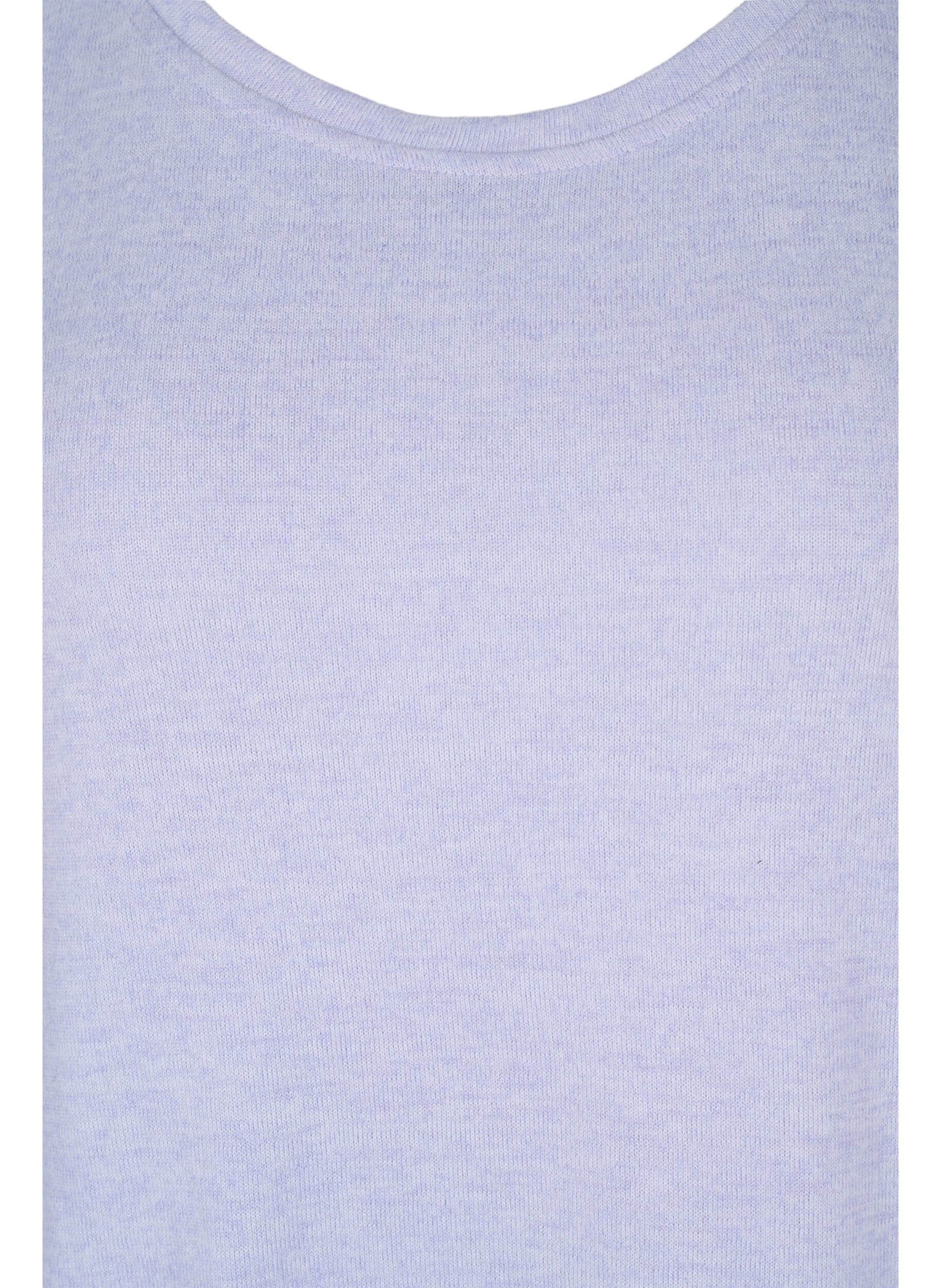 ZizziStrikkegenser med knappedetaljer, Cosmic Sky Melange, Packshot image number 2