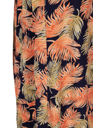 Kortermet viskosekjole med mønster, Orange Leaf, Packshot image number 3