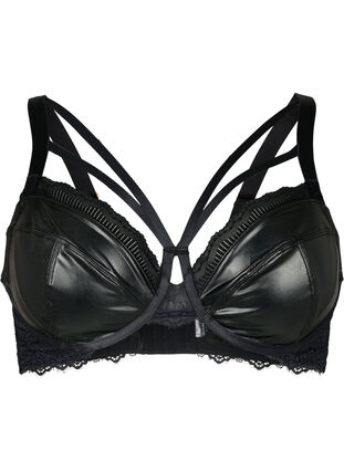 Zizzi Underwire BH med spiler og strenger, Black, Packshot image number 0