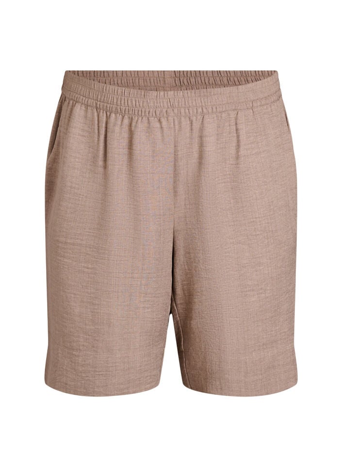 Shorts med lommer og h&oslash;y midje, Brun, Packshot image number 0