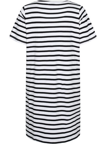 Stripete jerseykjole med korte ermer, Black Stripes, Packshot image number 1