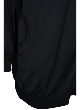 Lang treningsjakke med hette og lommer, Black, Packshot image number 3