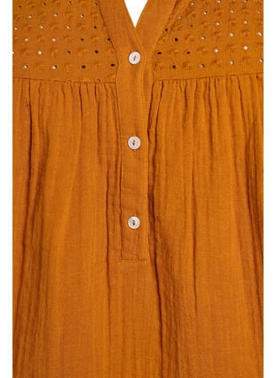 Zizzi Bluse i bomullsmuslin med broderi anglaise, Orange, Packshot image number 2