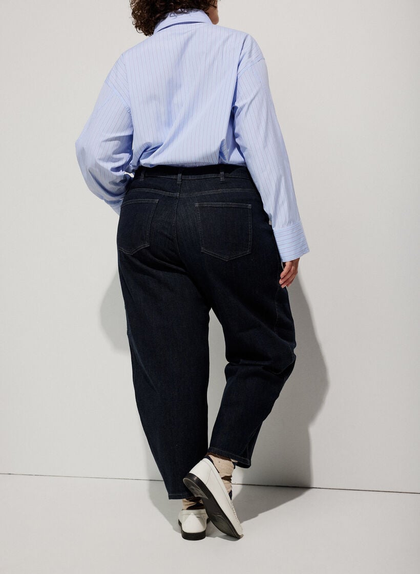 Barrel fit jeans med h&oslash;y midje, Bl&aring;, Image image number 0