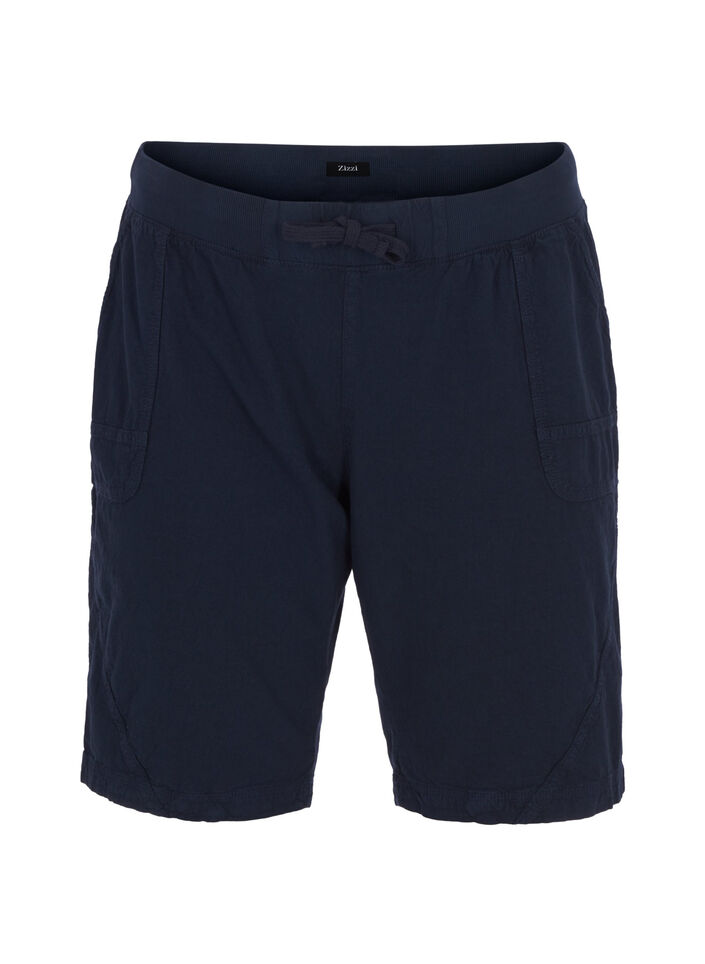 L&oslash;s shorts av bomull med lommer, Bl&aring;, Packshot image number 0