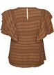 Bluse med smockstruktur og volangermer, Brun, Packshot image number 1