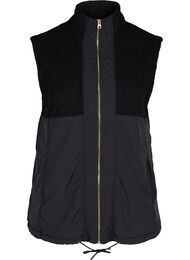 Kort vest med teddy og glidelås, Black