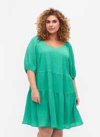 Kort kjole i A-fasong med v-hals , Deep Mint, Model