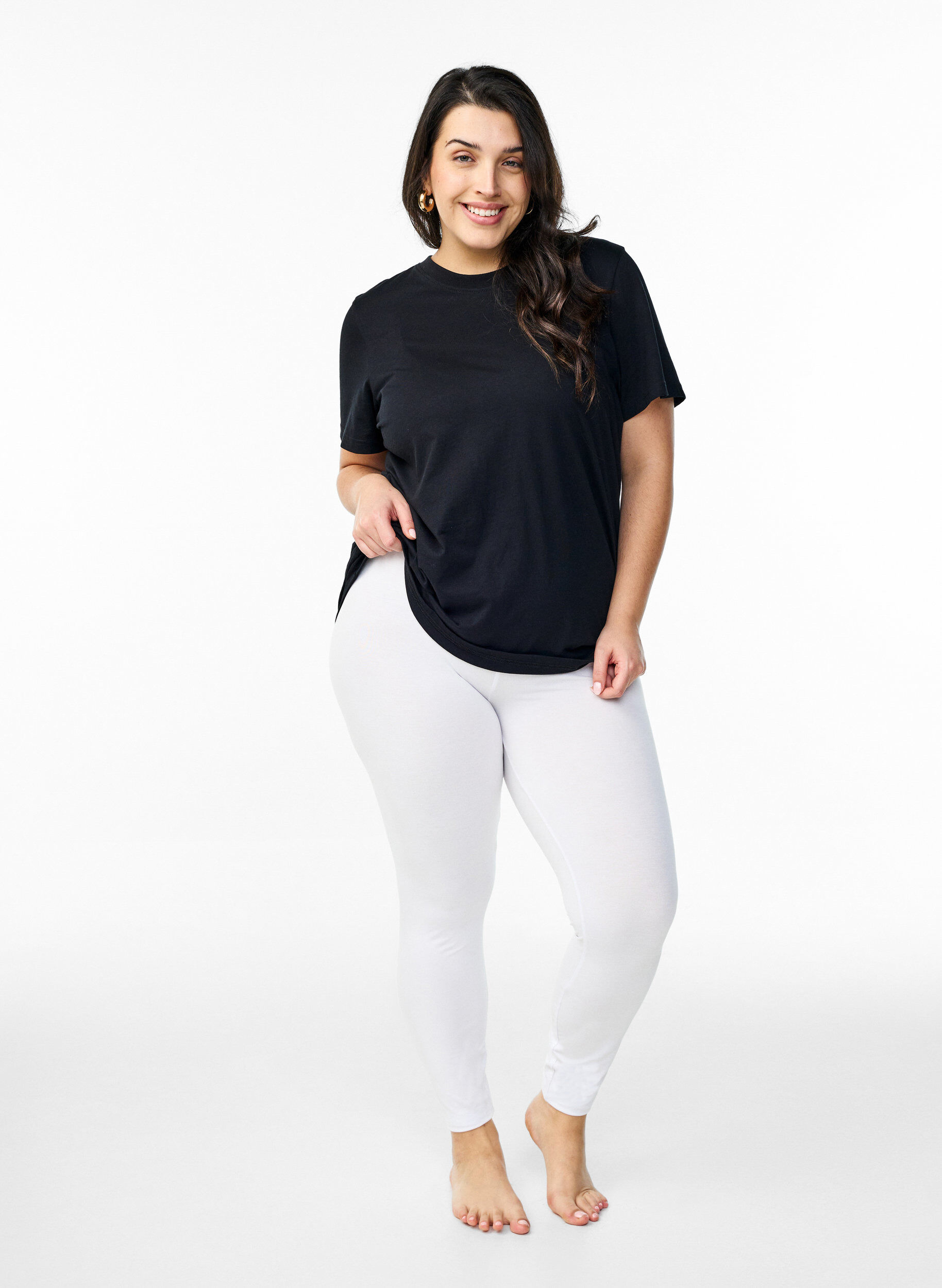 ZizziBasis leggings i viskose, Hvit, Model image number 1