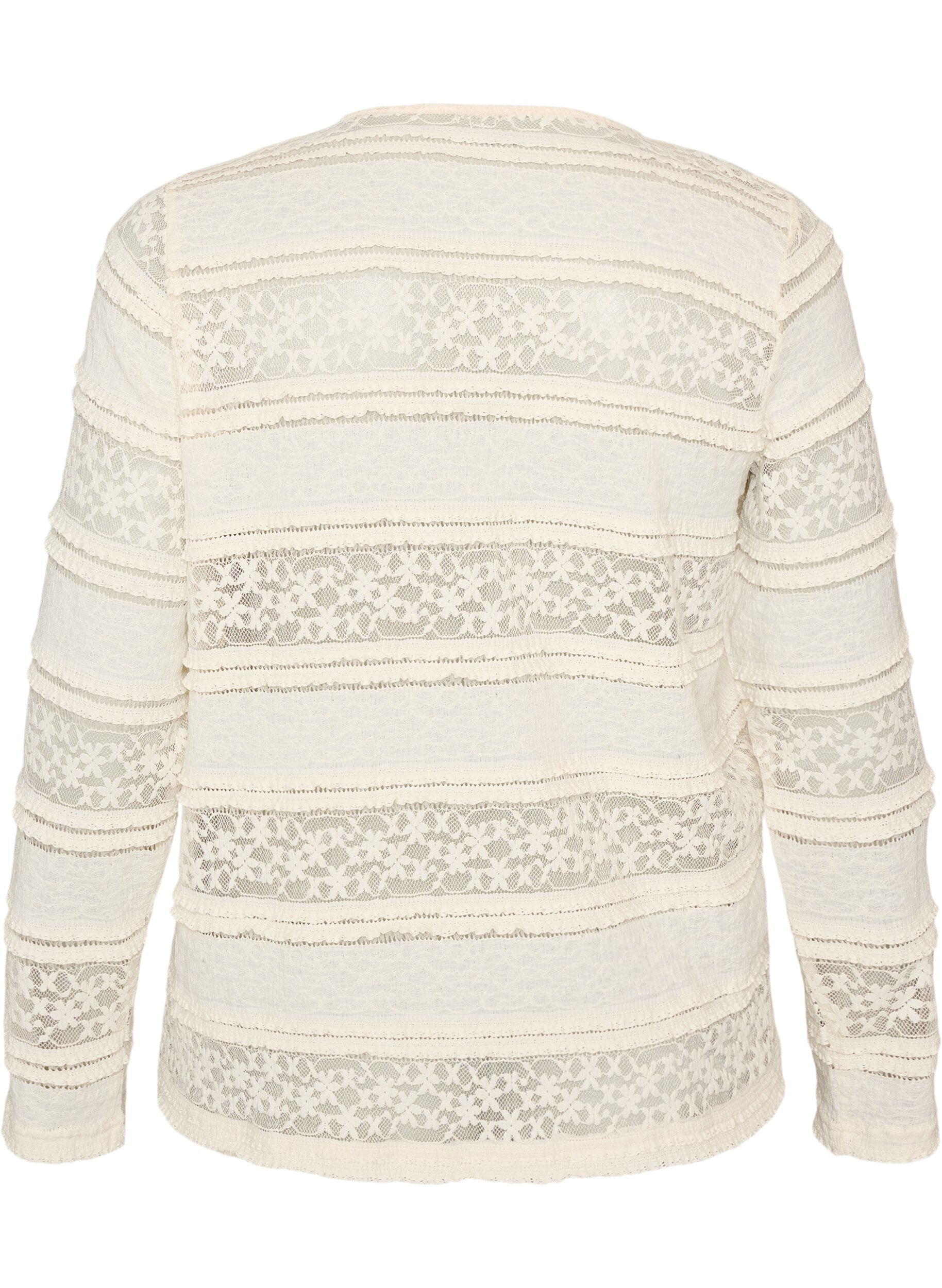 ZizziBluse med blonder og lange ermer, Vanilje, Packshot image number 1