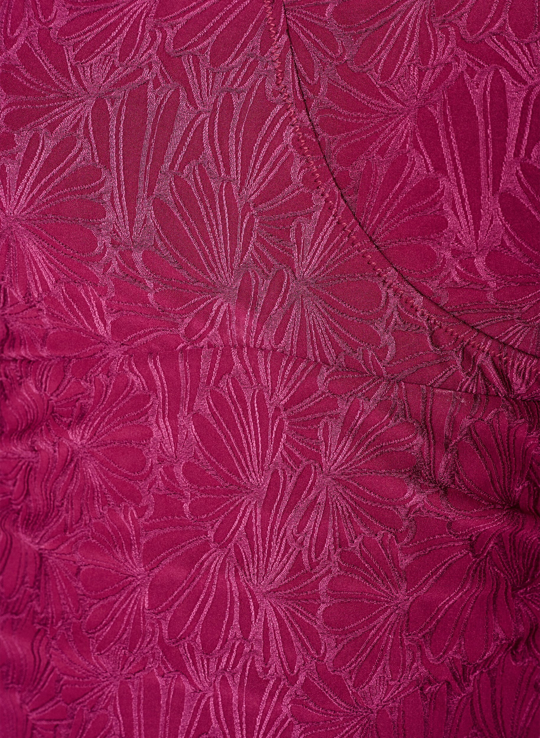 Zizzi Badedrakt med omslagsdetaljer og ton-i-ton blomstret tekstur, R&oslash;d, Packshot image number 2