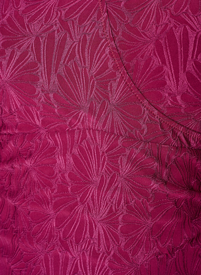 Badedrakt med omslagsdetaljer og ton-i-ton blomstret tekstur, R&oslash;d, Packshot image number 2