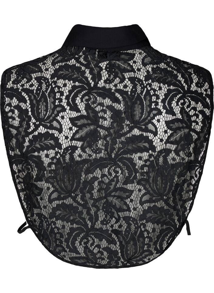 Ledig skjortekrage med blonder, Black, Packshot image number 1