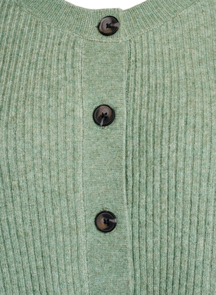 Ribbestrikket cardigan med knapper, Grønn, Packshot image number 2