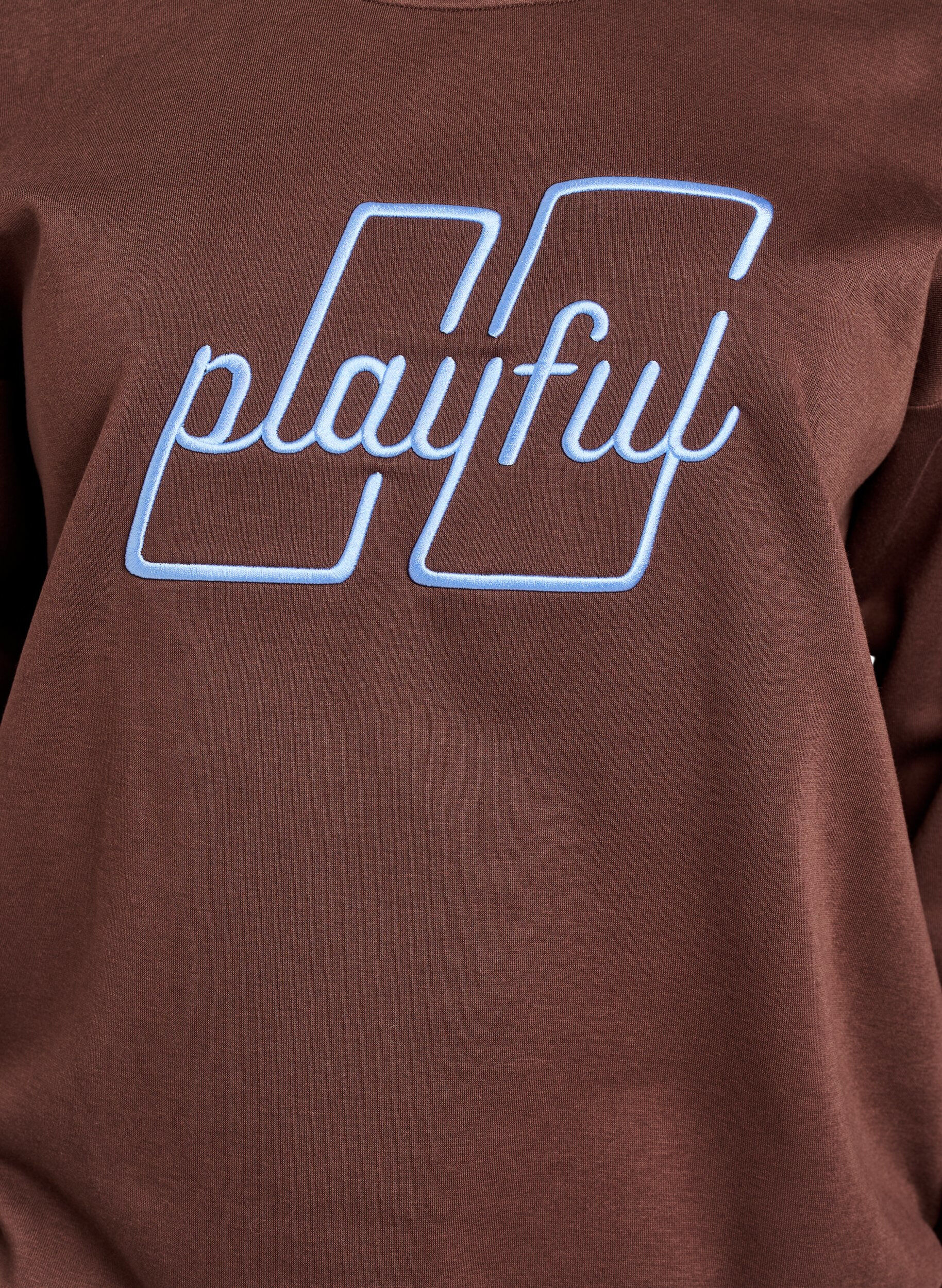 ZizziGenser med brodert tekst, Brun, Packshot image number 2